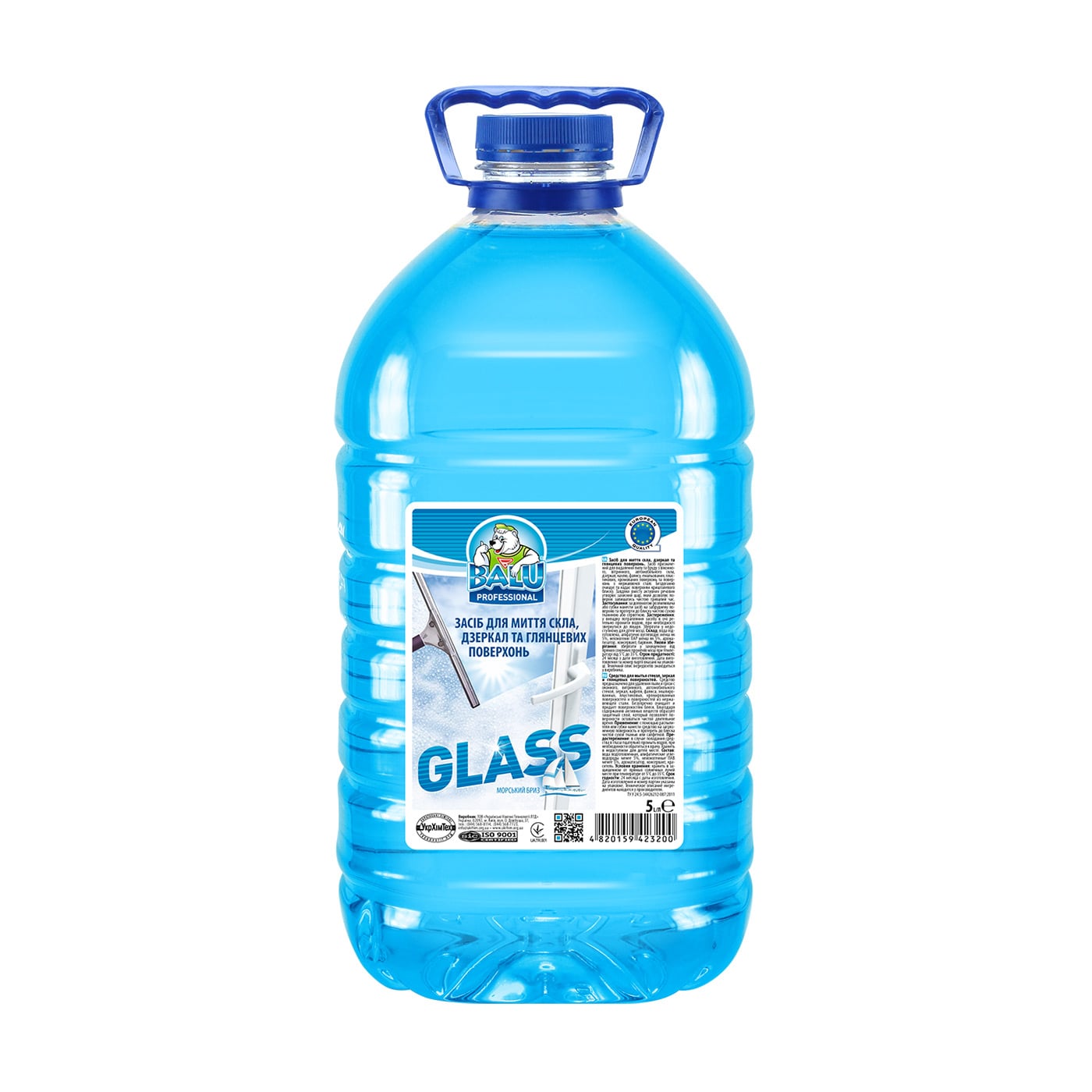 Засіб для миття скла, дзеркал та глянцевих поверхонь BALU Professional Glass, 5 л (ПЕТ паковання)